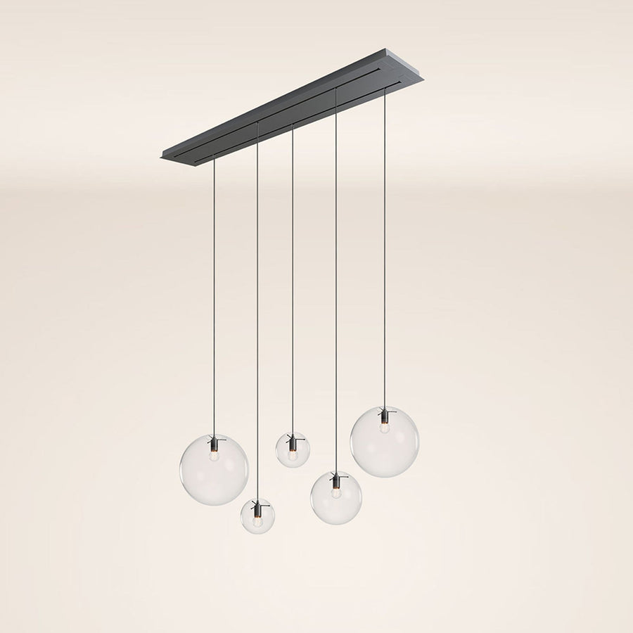 Suspension de table Orb 5 lumières sur 2 rangées, longueur 160 cm