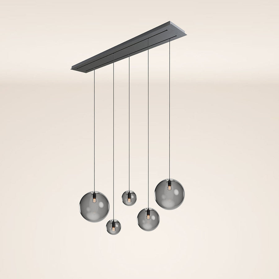 Suspension de table Orb 5 lumières sur 2 rangées, longueur 160 cm