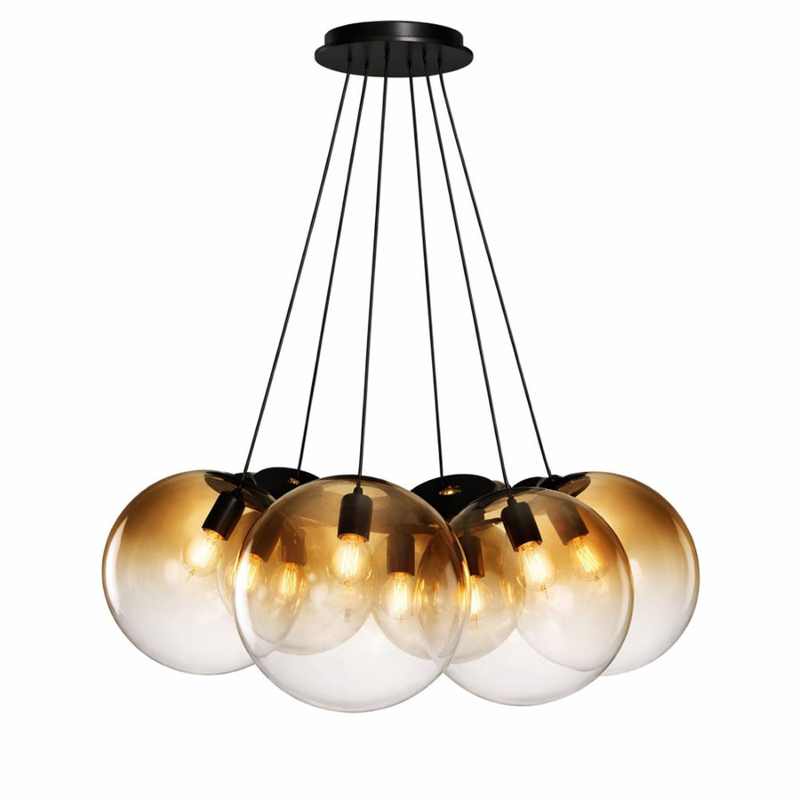 Suspension grappe Orb 7 lumières, verres Ø 20 cm
