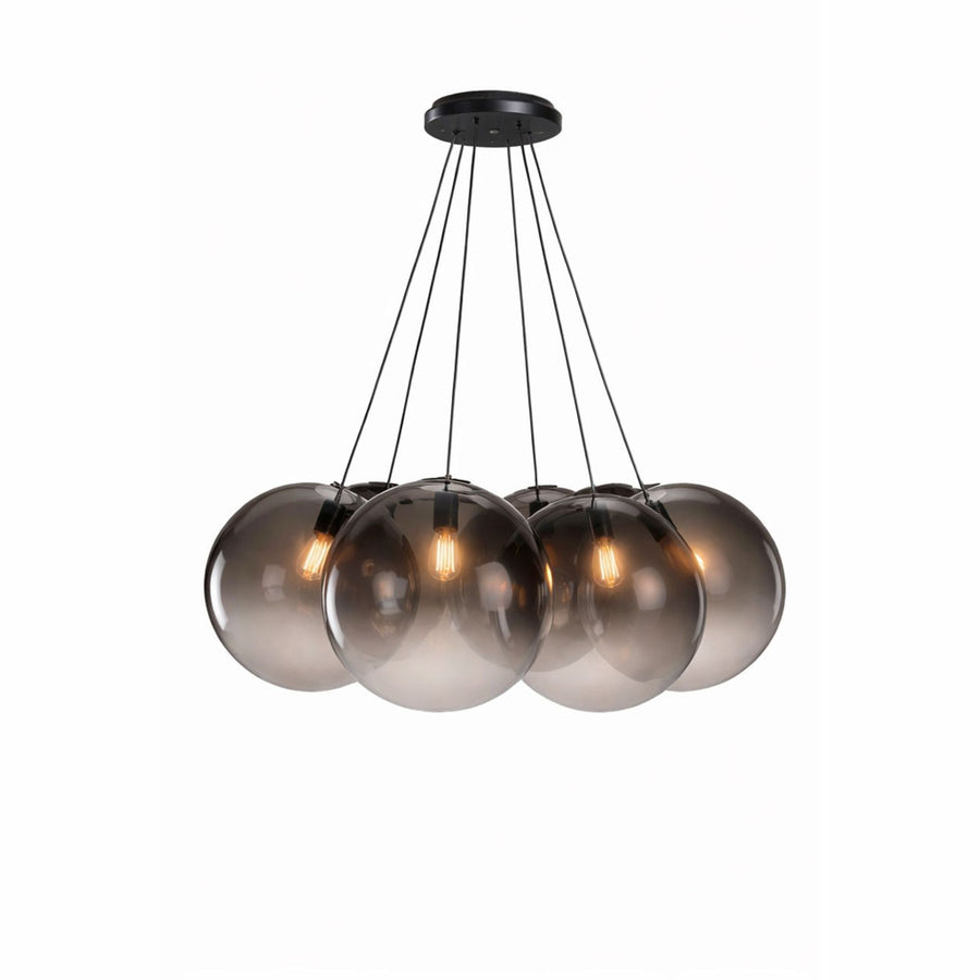 Suspension grappe Orb 7 lumières, verres Ø 50 cm