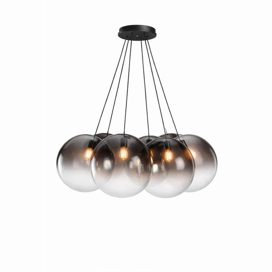 Suspension grappe Orb 7 lumières, verres Ø 50 cm