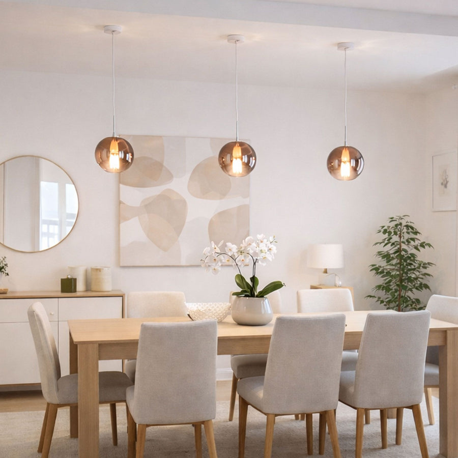 Suspension Orb globe en verre, câble 1,5 m, monture blanche