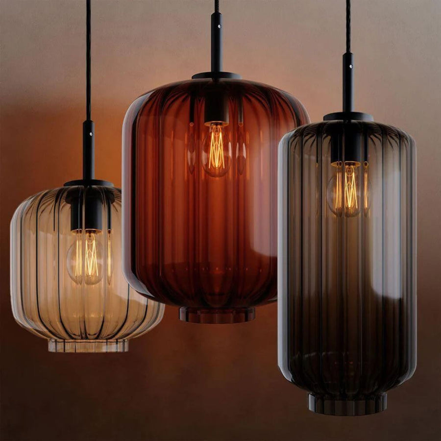 Suspension grappe Velo 3 lumières, verres Ø 25 cm