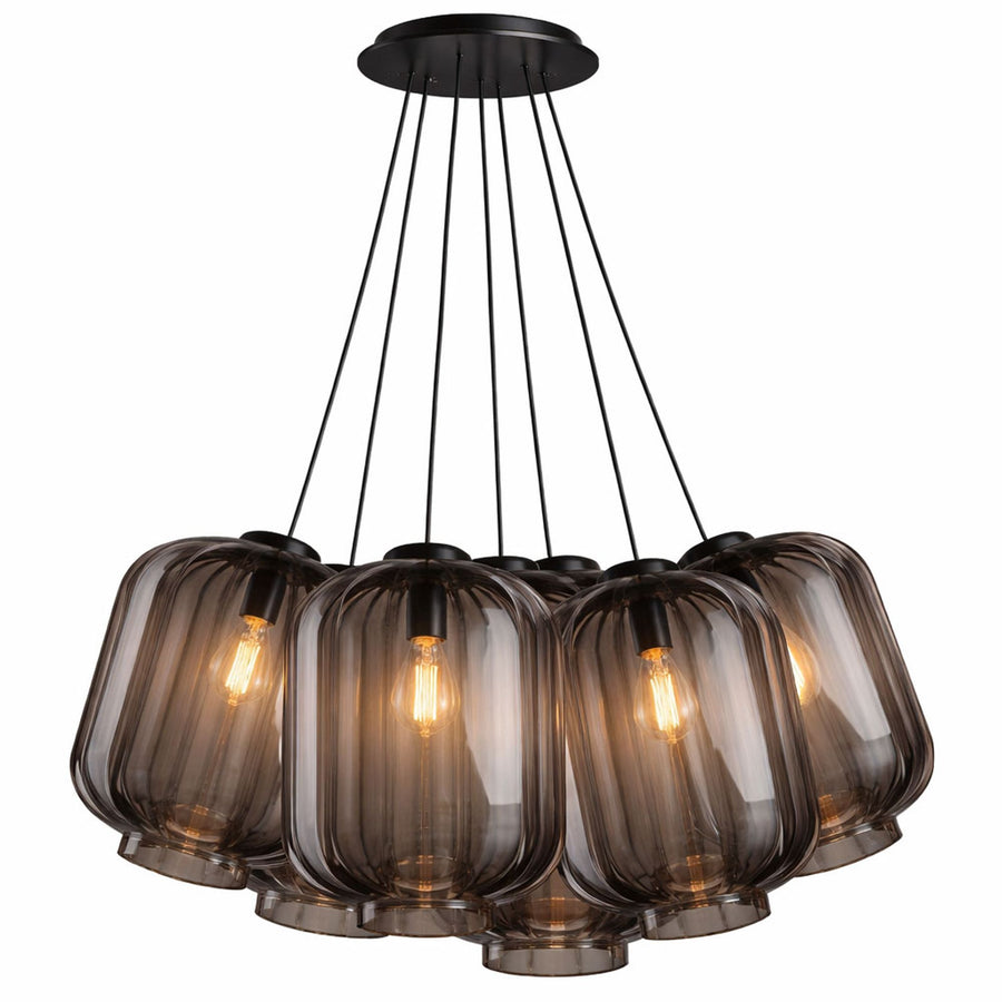 Suspension grappe Velo 7 lumières, verres Ø 25 cm