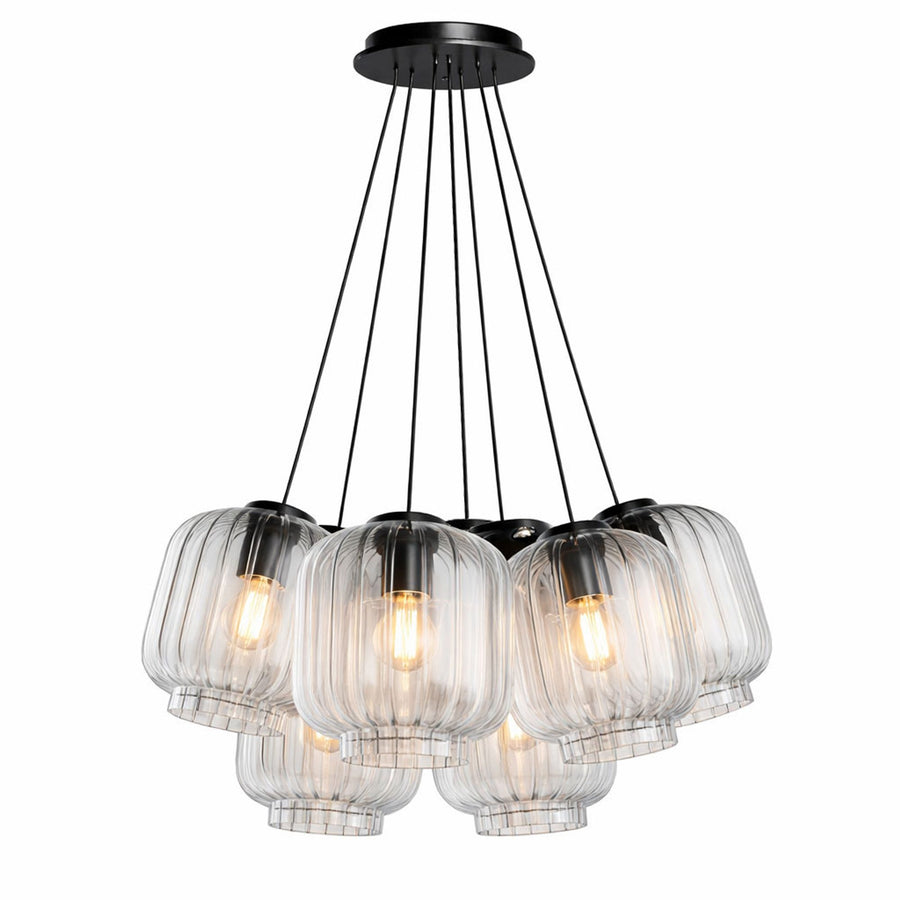 Suspension grappe Velo 7 lumières, verres Ø 20 cm