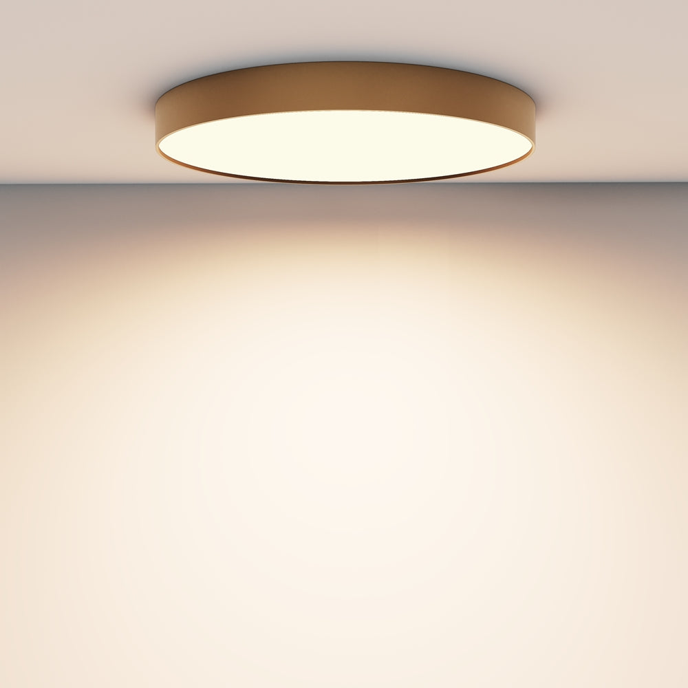 Mise en ambiance montrant le halo lumineux chaud diffusé sur le mur