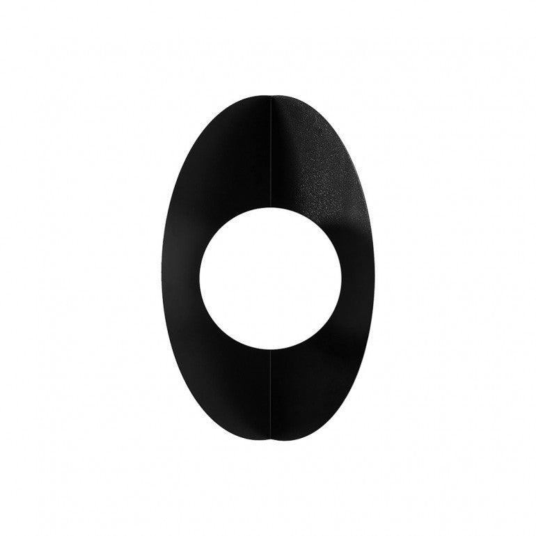 Vue de face d'une applique noire ovale avec ouverture circulaire centrale