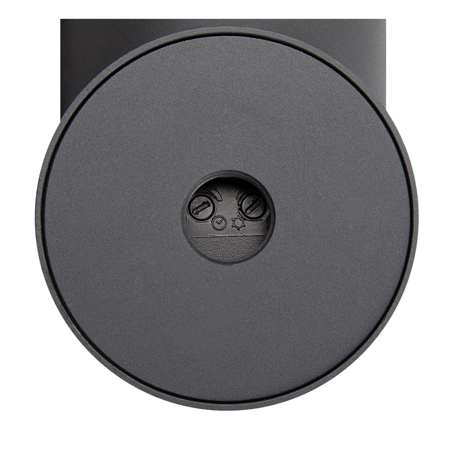 Vue arrière de la platine murale ronde et de ses réglages.