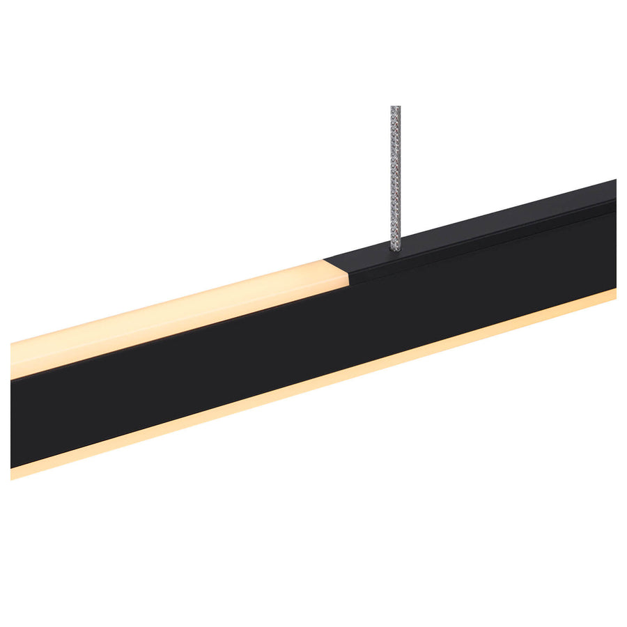 Détail de l'extrémité de la barre noire et de la surface lumineuse chaude.