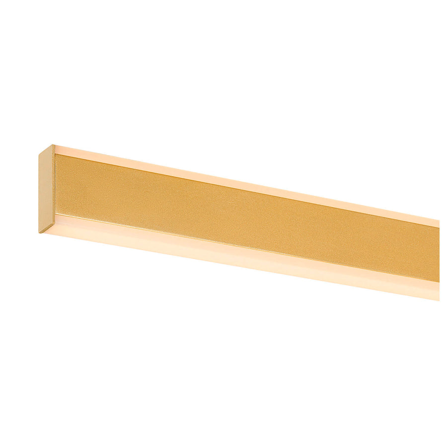 Détail de l'extrémité du bandeau laiton et de la surface éclairante.