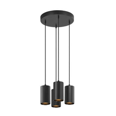 Suspension Asto 4 lumières noire