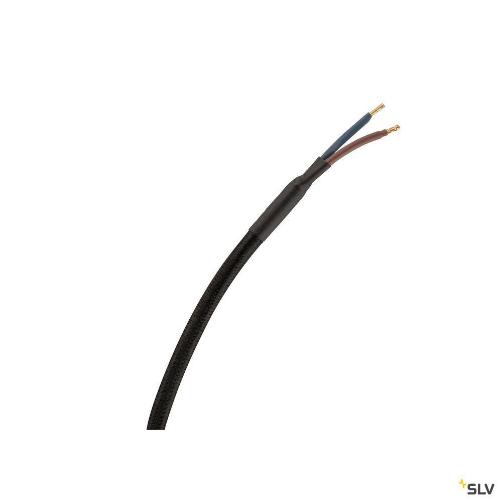 Détail du câble noir gainé et des fils électriques dénudés.