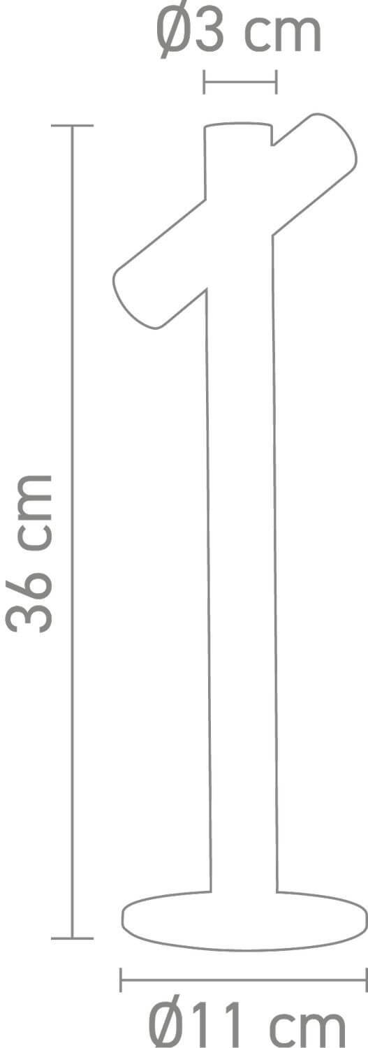 Schéma de dimensions indiquant 36 cm de hauteur et 11 cm de base