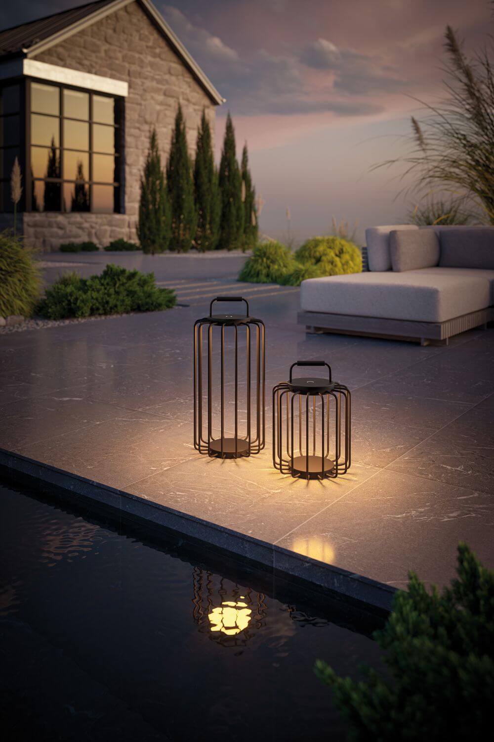 Lampe à poser sans fil Bangkok noire, H 33 cm