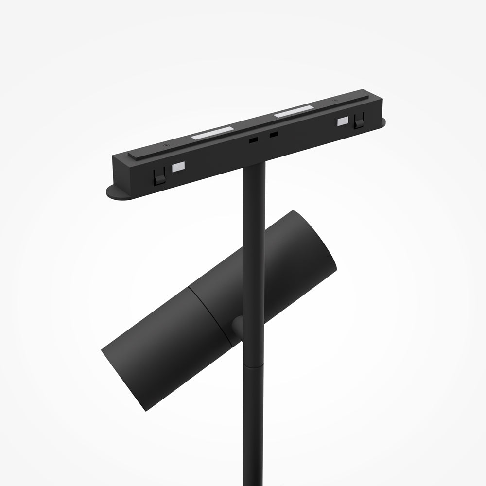 Détail du rail et de l'adaptateur de fixation du spot noir