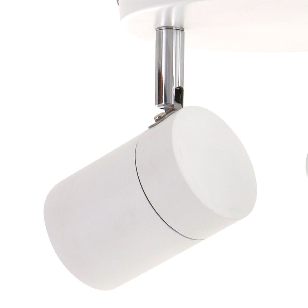 Gros plan sur une tête cylindrique blanche et sa rotule chromée orientable