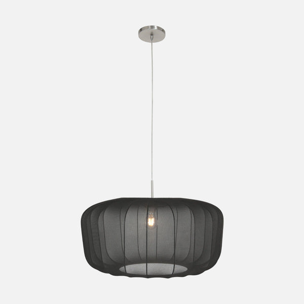 Hängeleuchte Lampenschirm schwarzer Voile-Stoff, Ø 60 cm | Nébra