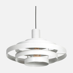 Weiße Design-Hängeleuchte, 5 Metallringe, goldfarbene Innenseite, Ø 50 cm | Halo Cirque