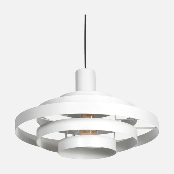 Weiße Design-Hängeleuchte, 5 Metallringe, goldfarbene Innenseite, Ø 50 cm | Halo Cirque