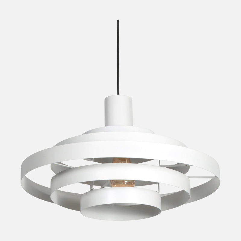 Weiße Design-Hängeleuchte, 5 Metallringe, goldfarbene Innenseite, Ø 50 cm | Halo Cirque