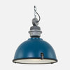 Suspension bleu canard, dôme métal industriel Ø 42 cm à verre | Bikkel