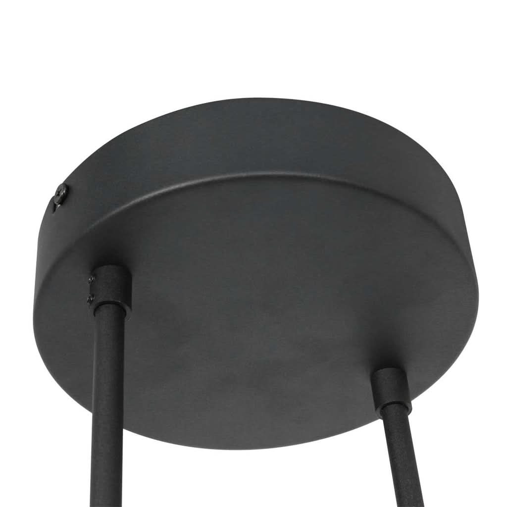 Détail de la rosace ronde noire et des deux tiges de fixation