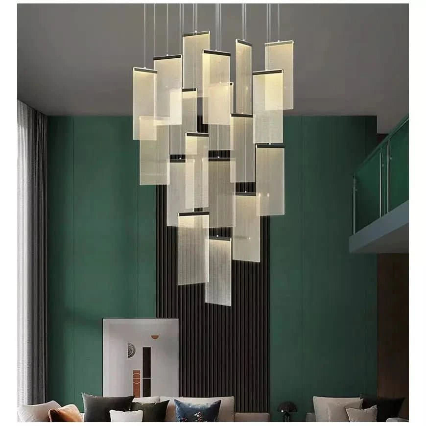 Suspension Escalier Design | Danse Éclairée - Designix Suspension luminaire Diamètre 50cm | 6 Lumières Or Blanc Chaud Variable
