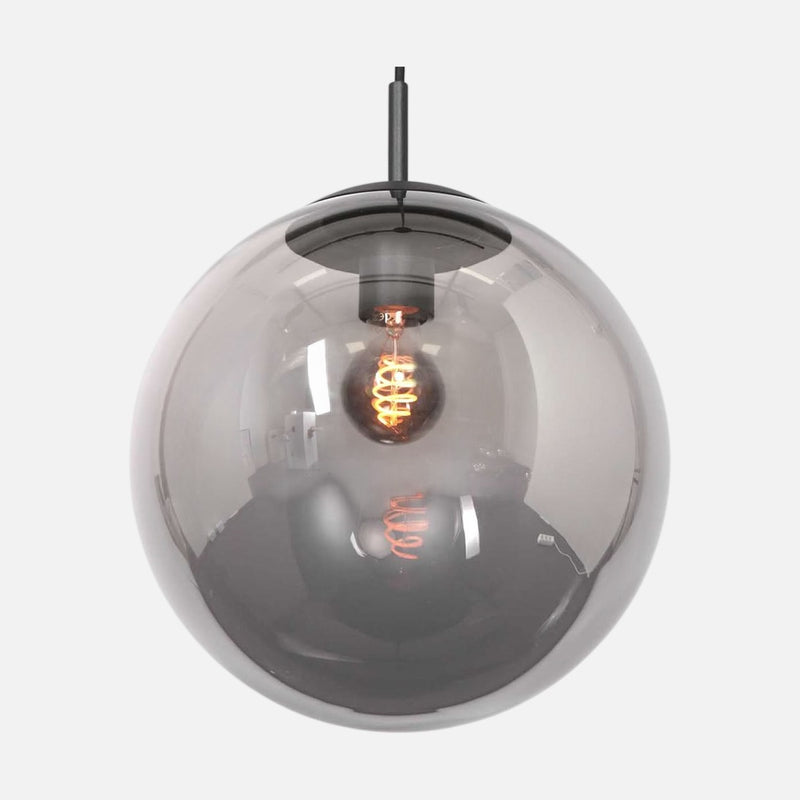 Suspension globe noir, verre fumé Ø 20 cm, couloir et bar | Bollique