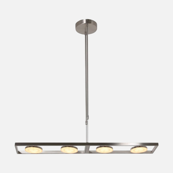 Suspension îlot cuisine acier brossé, 4 disques LED à variateur 90 cm | Soleil