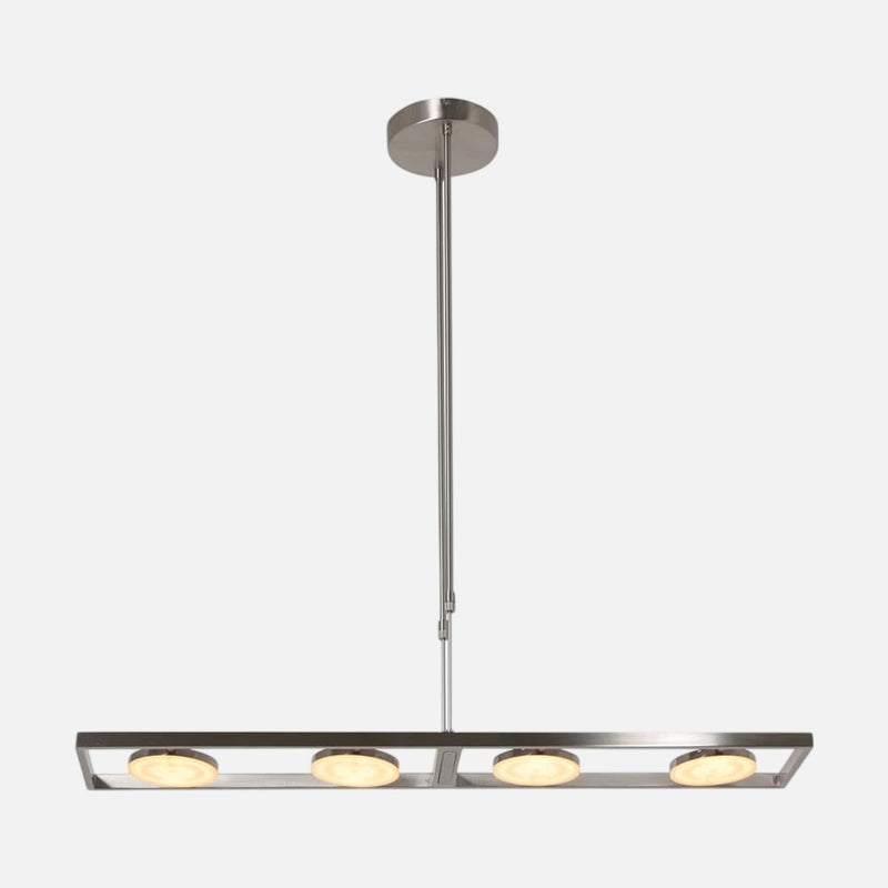 Suspension îlot cuisine acier brossé, 4 disques LED à variateur 90 cm | Soleil