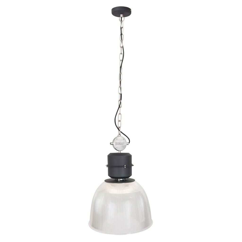 Vue d'ensemble de la suspension avec chaîne, câble et rosace de plafond