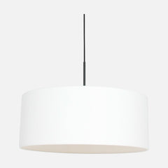 Suspension lin blanc, abat-jour tambour Ø 50 cm, salon | Lina