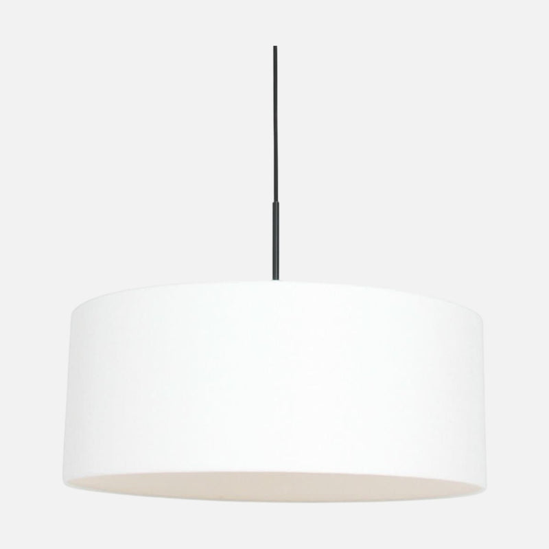 Suspension lin blanc, abat-jour tambour Ø 50 cm, salon | Lina