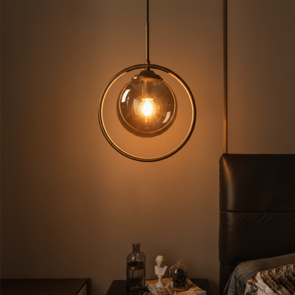 Hängeleuchte Glaskugel, modernes Design Gold und Schwarz | Sphère Céleste