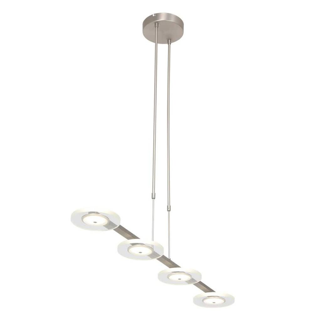 Vue en plongée montrant la barre linéaire et ses quatre disques lumineux suspendus.