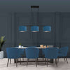 Suspension Noir 3 Lumières Velours Bleu | Taro
