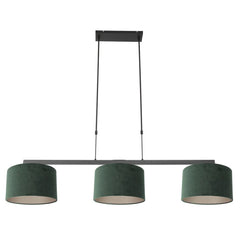 Suspension Noir Abat-jour Velours Vert | Lira