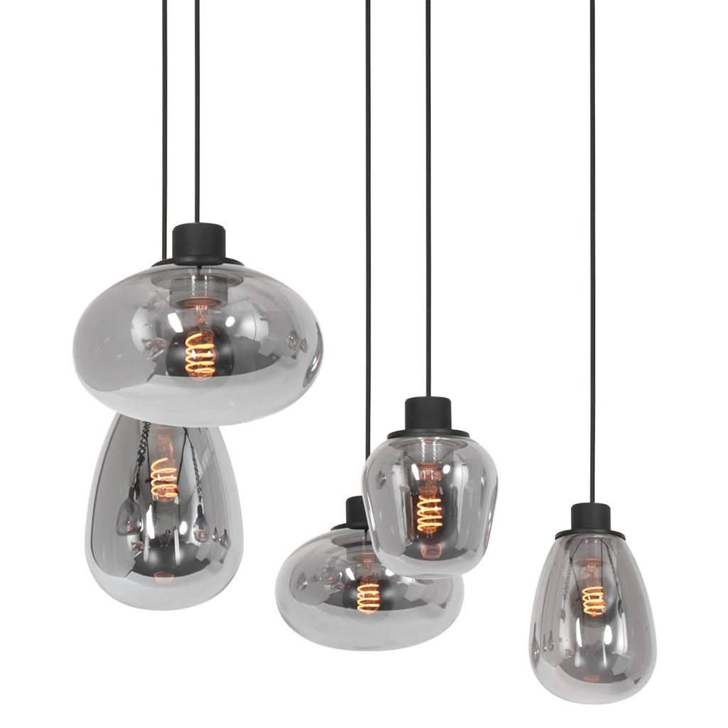 Suspension Noire Élégante 5 Lumières | Uory - Designix Suspension Luminaire