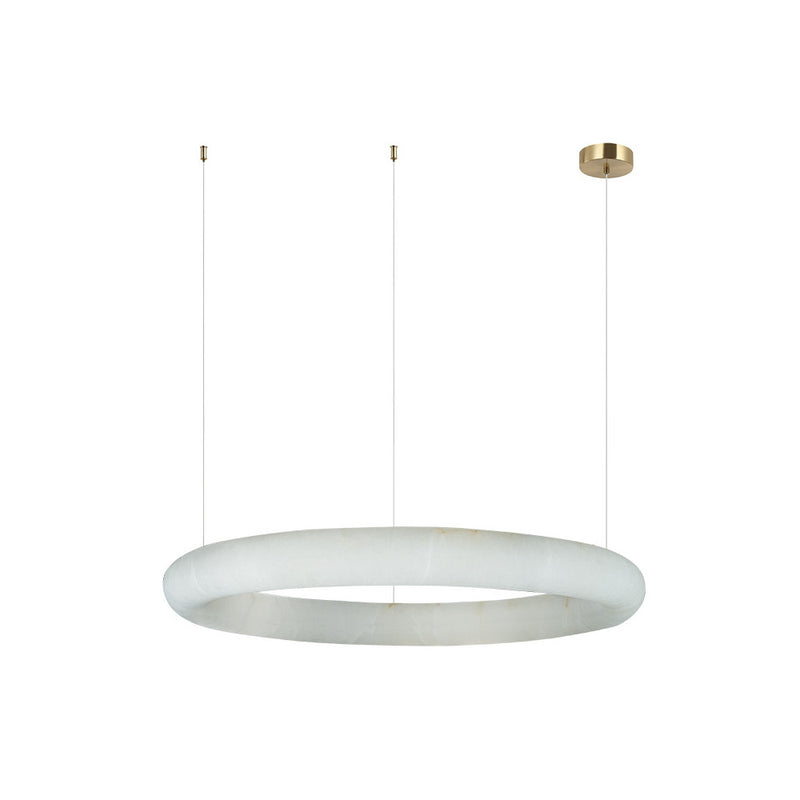 Suspension ronde ZAMBELIS D64cm 45W DESIGN Albatre-Bronze