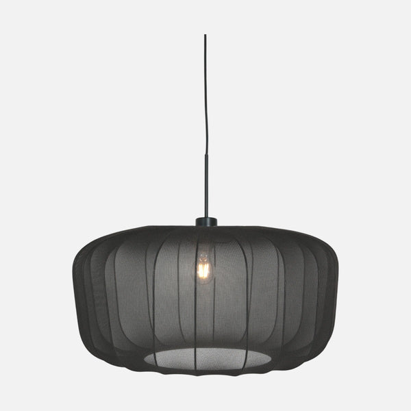 Schwarze Trommelleuchte mit Schleier, gewölbter Lampenschirm Ø 60 cm | Vellum