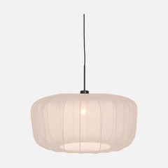 Hängeleuchte aus weißem Plisseestoff, ovaler Lampenschirm Ø 60 cm | Velina