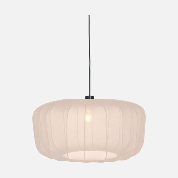 Hängeleuchte aus weißem Plisseestoff, ovaler Lampenschirm Ø 60 cm | Velina