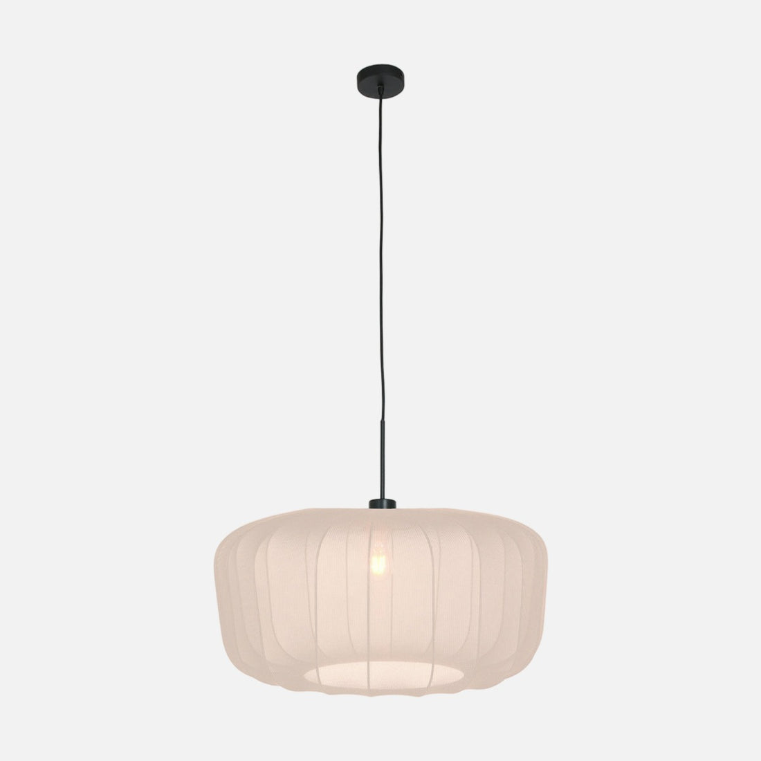 Hängeleuchte aus weißem Plisseestoff, ovaler Lampenschirm Ø 60 cm | Velina