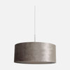 Suspension velours argenté, abat-jour tambour Ø 50 cm, salon | Sparkle