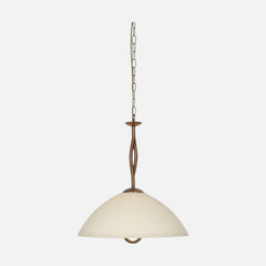 Hängeleuchte cremefarbenes Marmorglas, Kuppelschirm Ø45 Bronze, Esszimmer | Anthéa