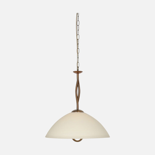 Hängeleuchte cremefarbenes Marmorglas, Kuppelschirm Ø45 Bronze, Esszimmer | Anthéa