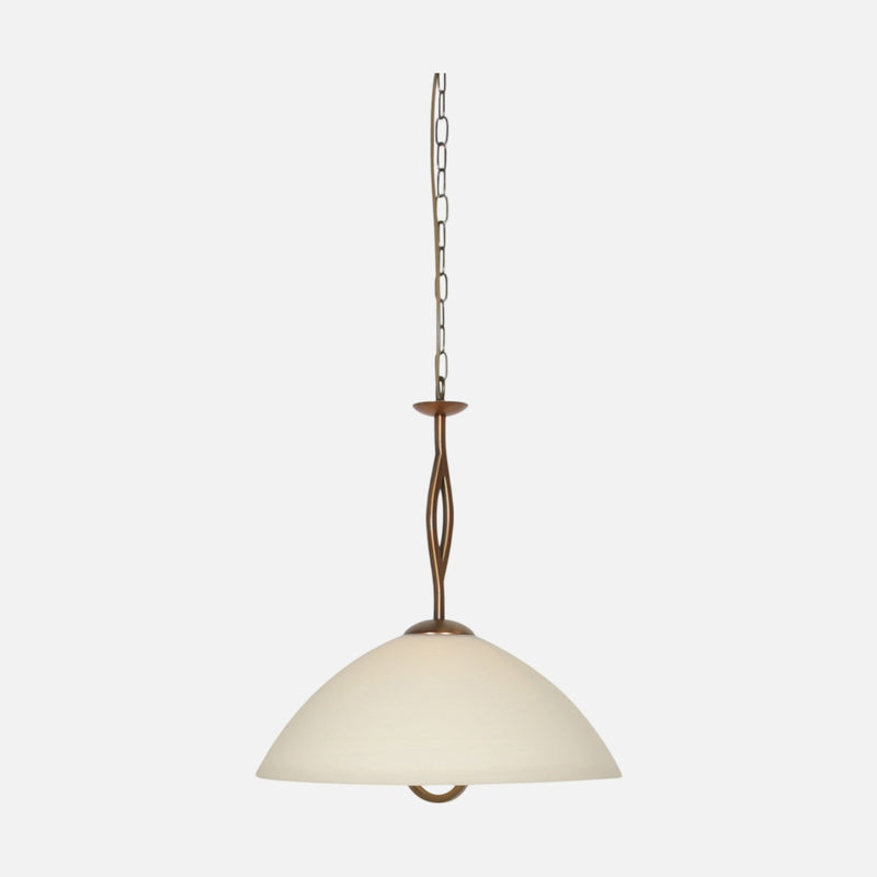 Hängeleuchte cremefarbenes Marmorglas, Kuppelschirm Ø45 Bronze, Esszimmer | Anthéa