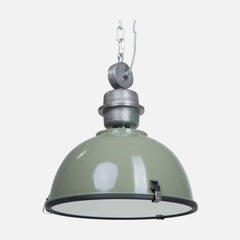 Suspension verte, abat-jour industriel Ø 42 cm à hauteur réglable, salon | Bikkel