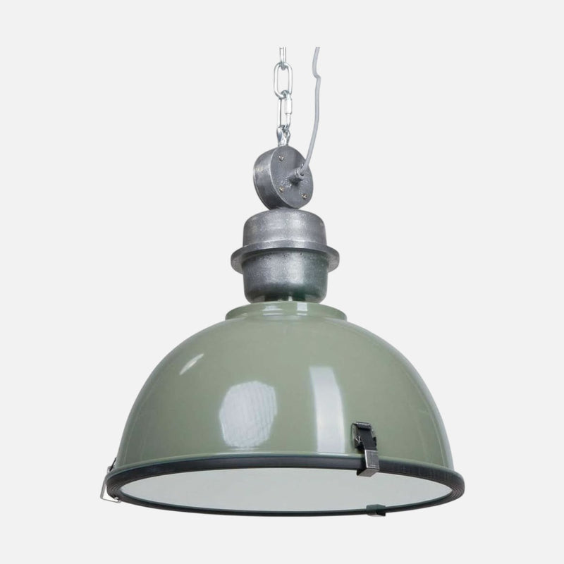 Suspension verte, abat-jour industriel Ø 42 cm à hauteur réglable, salon | Bikkel