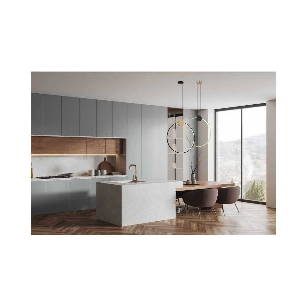 Suspension ZAMBELIS 24W D600 Dimmable DESIGN Noir Mat et Dore 23094